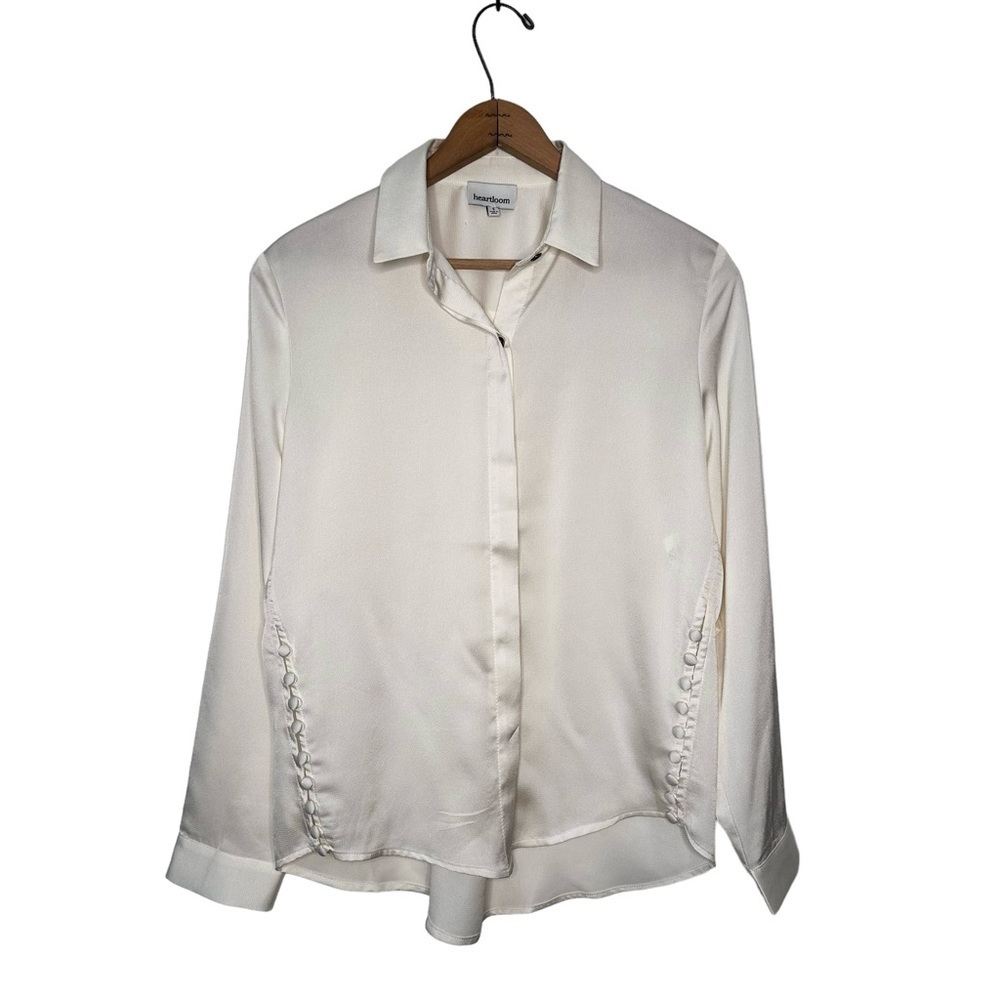 Heartloom | Cream Side Button Button Down Blouse Size Small